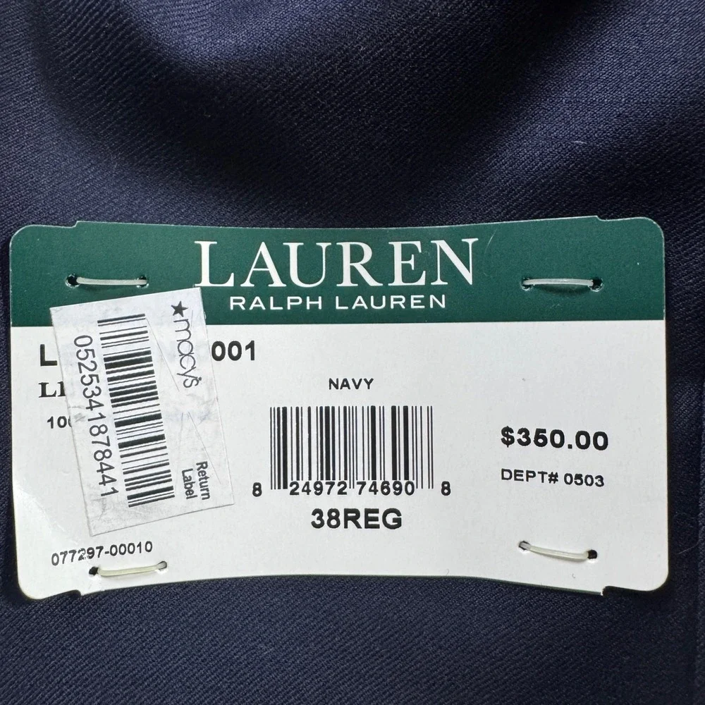 Lauren Ralph Lauren Total Comfort Sportcoat Mens 38R Navy Blue Wool Gold Button
